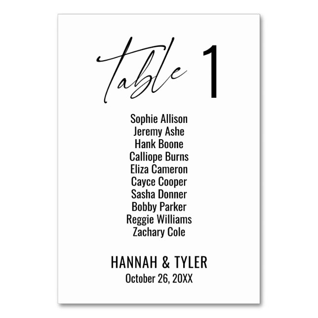 Modern elegant typografi ensiffrig bordsnummer (Framsidan)