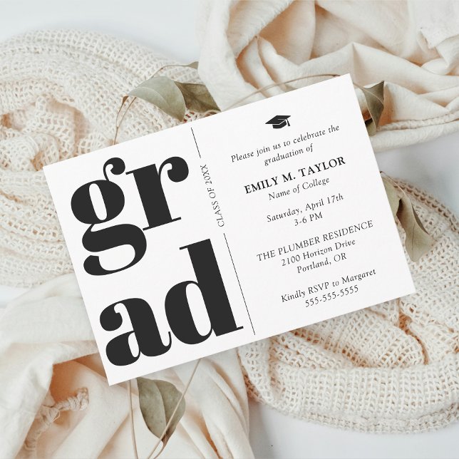 Modern Elegant Typografi Examen Inbjudningar (Skapare uppladdad)