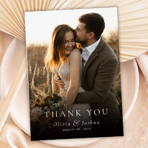 Modern Elegant Typografi Foto Overlay Bröllop Tack Kort