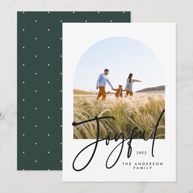 Modern elegant-typografi grönt 1 fotojul (Fram/baksida)