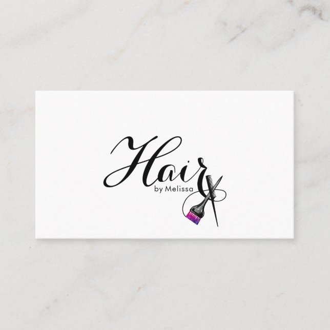 Modern Elegant Typografi Hair by Namn White Visitkort (Framsida)