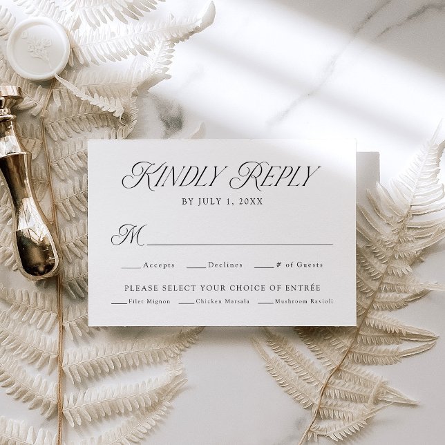 Modern Elegant Typografi Måltid Val Bröllop OSA Kort (Skapare uppladdad)