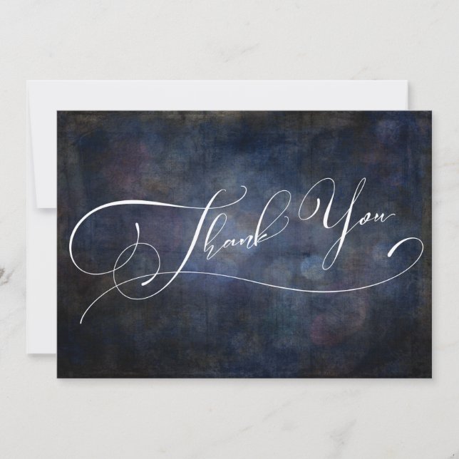 Modern Elegant Typografi Navy Grunge Bokeh Tack Kort (Framsida)