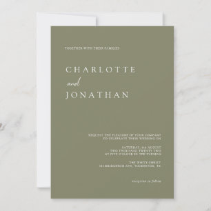 Modern Elegant Typografi Oliv grönt Bröllop Inbjudningar