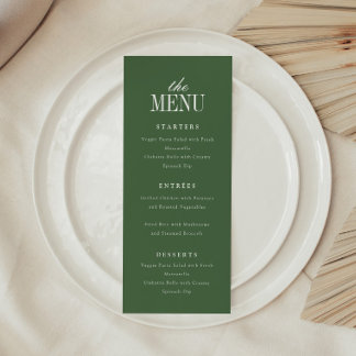 Modern Elegant Typografi Olivgrön Bröllop Meny