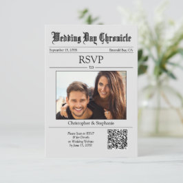 Modern Elegant Typografi QR-kod Grå Tidning OSA Kort
