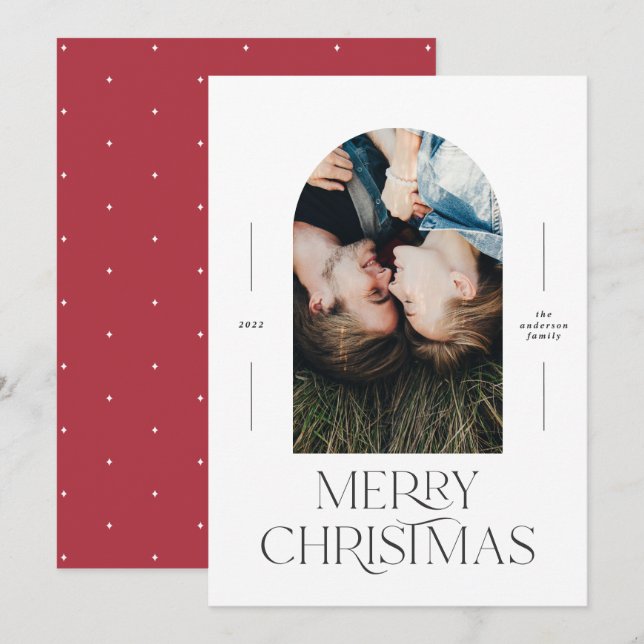 Modern elegant-typografi röd 1 fotojul (Fram/baksida)