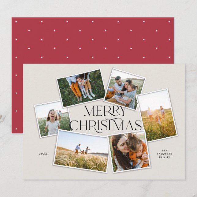 Modern elegant-typografi röd glatt jul (Fram/baksida)