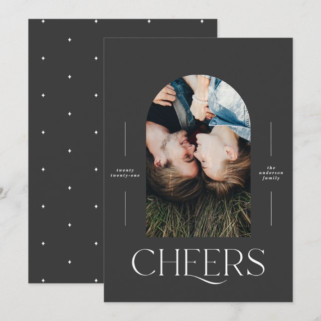 Modern elegant-typografi svart 1 bild jul (Fram/baksida)