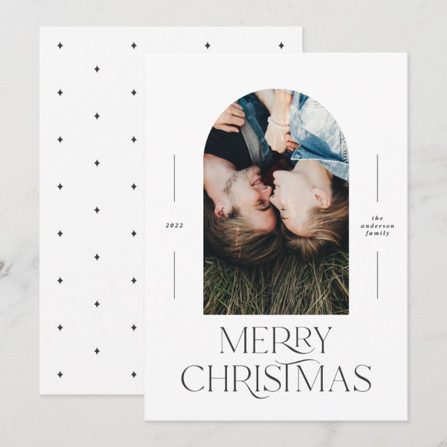 Modern elegant-typografi svart + vit julklump (Fram/baksida)