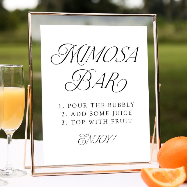 Modern Elegant Typography Bröllop Mimosa Pub Sign Poster (Skapare uppladdad)