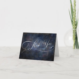 Modern Elegant Typography Navy Grunge Bokeh Tack Kort
