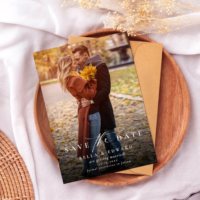 Modern Elegant Typography Photo Bröllop Simple Spara Datumet (Skapare uppladdad)