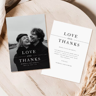 Modern Elegant Typography Photo Bröllop Tack Kort