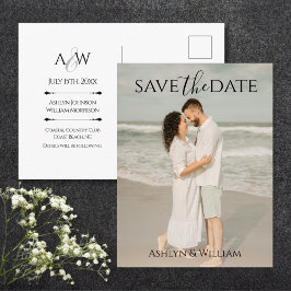 Modern Elegant Typography Photo Save the Date Vykort