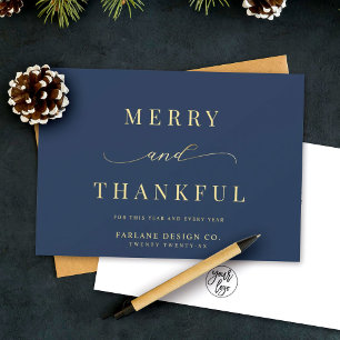 Modern Elegant Typography Thankful Business Logoty Julkort