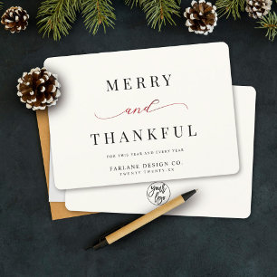 Modern Elegant Typography Thankful Business Logoty Julkort