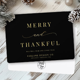 Modern Elegant Typography Thankful Business Logoty Julkort