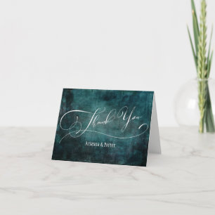 Modern Elegant Typskrift Teal Grunge-struktur Tack Kort