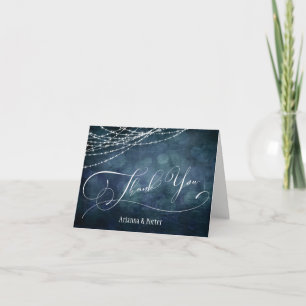 Modern Elegant Typsnitt & Ljus Blå Grön Teal Bokeh Tack Kort