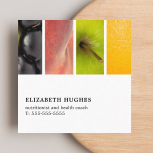 Modern Elegant Unik Frukter Nutritionist Coach Fyrkantigt Visitkort