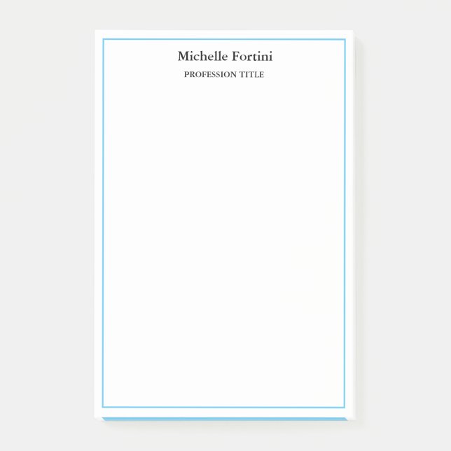 Modern Elegant, vanlig, minimalistisk, blå vit Post-it Block (Framsida)
