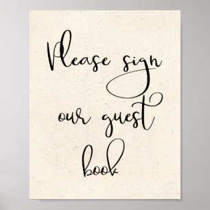 Modern Elegant Vänligen Skriv i Gästbok Bröllopssk Poster