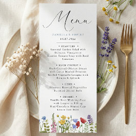 Modern Elegant Vår Sommar Vildblomma Bröllop Meny