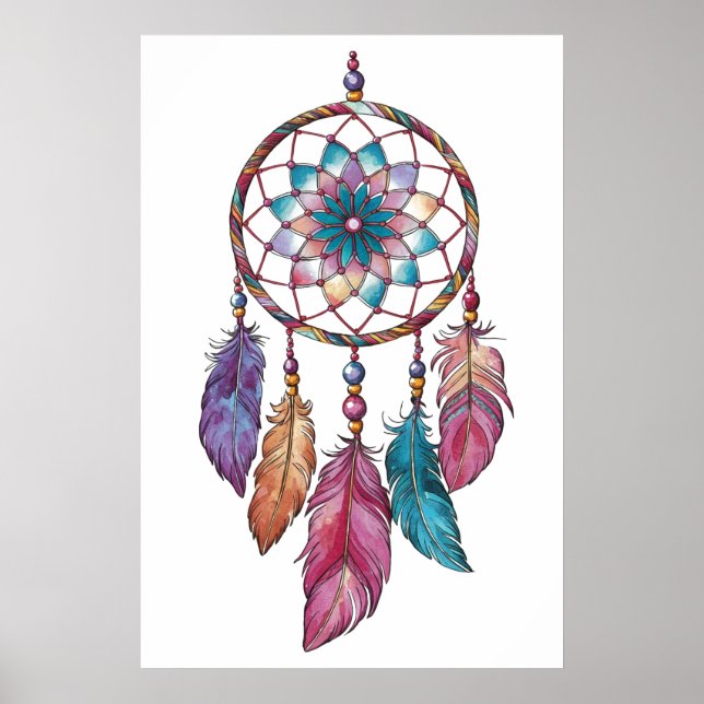 Modern elegant vattencolor boho dreamcatcher poster (Framsidan)