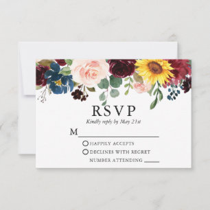 Modern Elegant vattenfärg Blandad Blommigt Bröllop OSA Kort