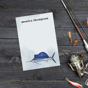 Modern Elegant vattenfärg Enkel blåsegelfisk Post-it Block