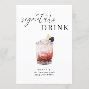 Modern Elegant Vattenfärg Namnteckning Drink-tecke