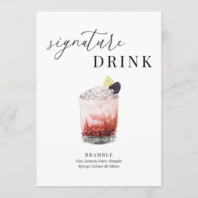 Modern Elegant Vattenfärg Namnteckning Drink-tecke (Framsida)