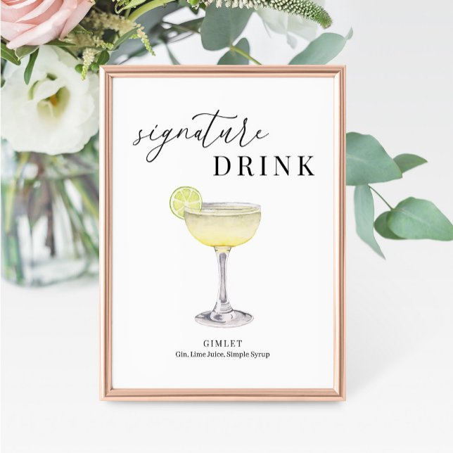 Modern Elegant Vattenfärg Namnteckning Drink-tecke (Skapare uppladdad)