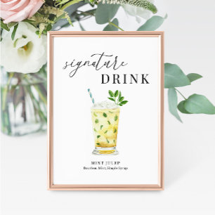 Modern Elegant Vattenfärg Namnteckning Drink-tecke