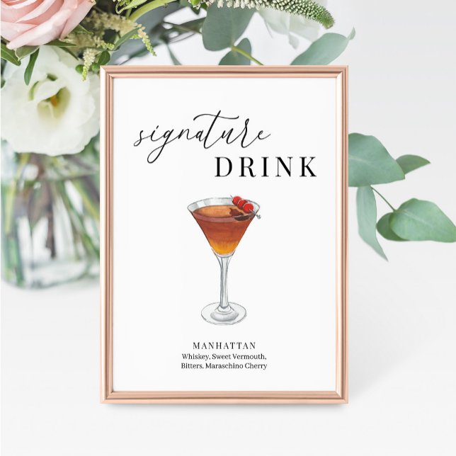 Modern Elegant Vattenfärg Namnteckning Drink-tecke (Skapare uppladdad)