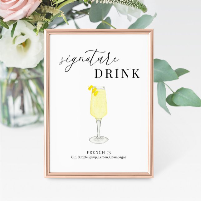 Modern Elegant Vattenfärg Namnteckning Drink-tecke (Skapare uppladdad)