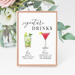 Modern Elegant Vattenfärg Namnteckning Drinks-teck