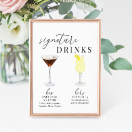 Modern Elegant Vattenfärg Namnteckning Drinks-teck
