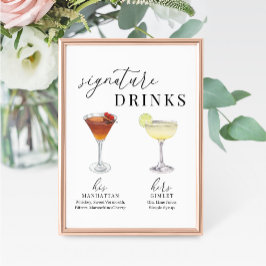 Modern Elegant Vattenfärg Namnteckning Drinks-teck