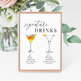 Modern Elegant Vattenfärg Namnteckning Drinks-teck