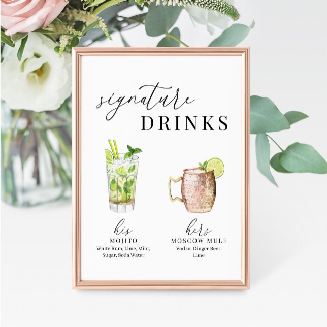 Modern Elegant Vattenfärg Namnteckning Drinks-teck (Skapare uppladdad)