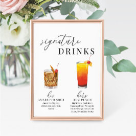 Modern Elegant Vattenfärg Namnteckning Drinks-teck