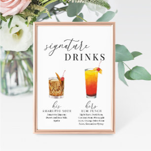 Modern Elegant Vattenfärg Namnteckning Drinks-teck