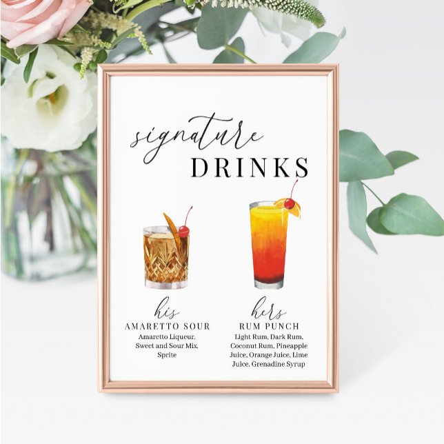 Modern Elegant Vattenfärg Namnteckning Drinks-teck (Skapare uppladdad)