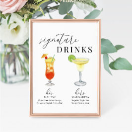 Modern Elegant Vattenfärg Namnteckning Drinks-teck