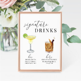 Modern Elegant Vattenfärg Namnteckning Drinks-teck