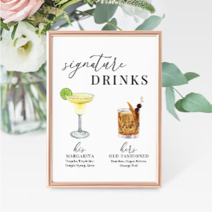 Modern Elegant Vattenfärg Namnteckning Drinks-teck