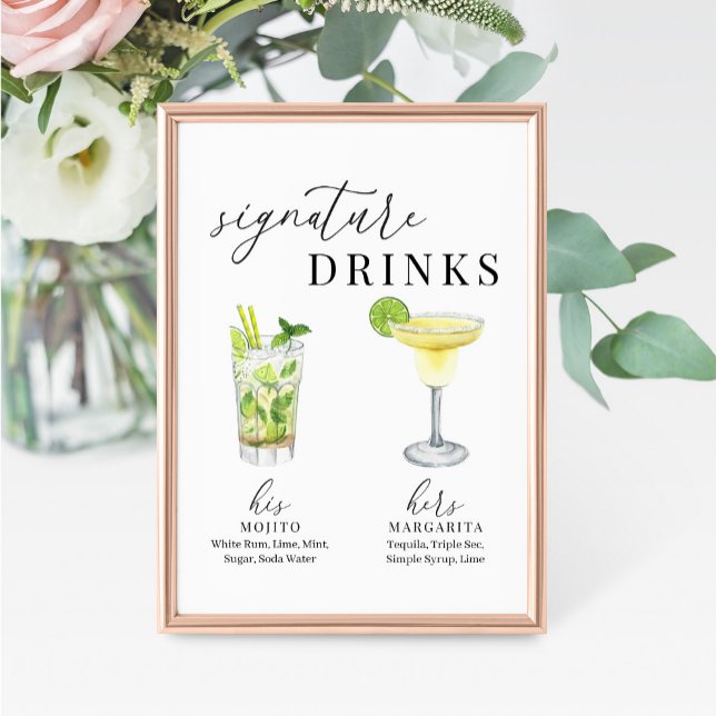 Modern Elegant Vattenfärg Namnteckning Drinks-teck (Skapare uppladdad)