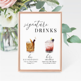 Modern Elegant Vattenfärg Namnteckning Drinks-teck